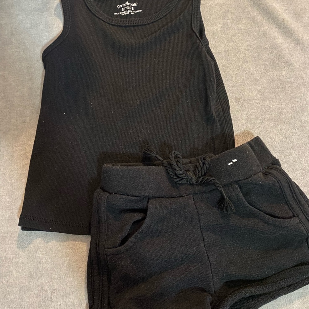 Black Tank Top and Shorts Set
